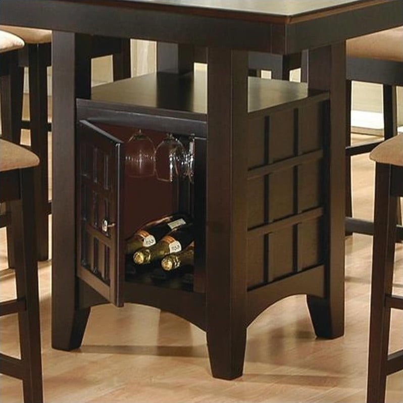 Coaster Gabriel Square Counter Height, Gabriel Counter Height Dining Table With Storage Pedestal Base Cappuccino