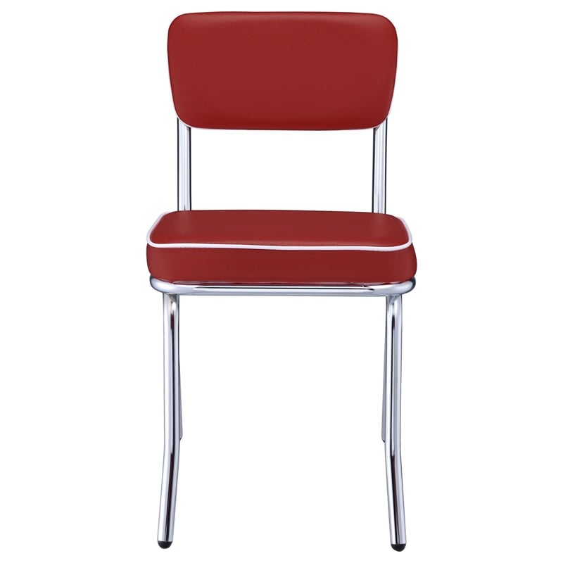 Retro Upholstered Dining Side Chair Red