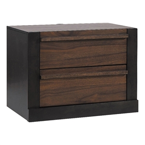 coaster azalia 2-drawer modern wood nightstand in walnut/black