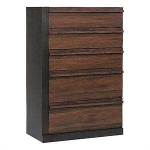 coaster azalia 5-drawer modern wood chest in walnut/black finish