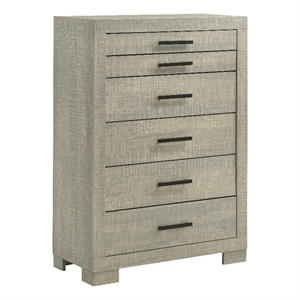 coaster channing 5-drawer modern wood chest in rough sawn gray oak