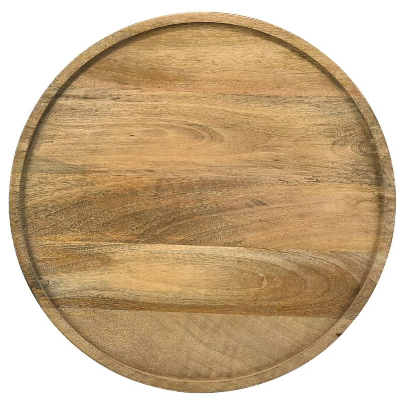 Ixia Round Solid Mango Wood Accent Side Table Natural