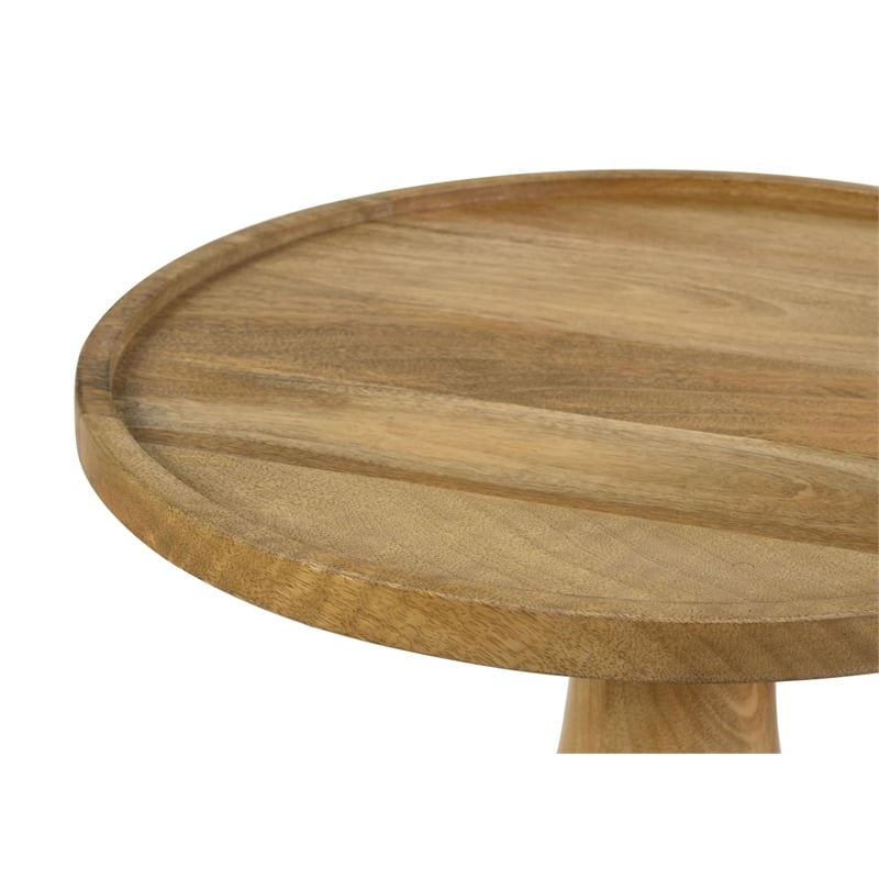 Ixia Round Solid Mango Wood Accent Side Table Natural
