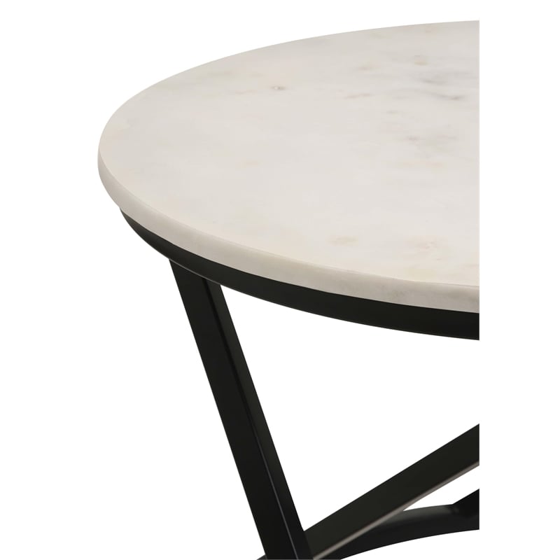 Miguel Round Marble Top Coffee Table White and Black