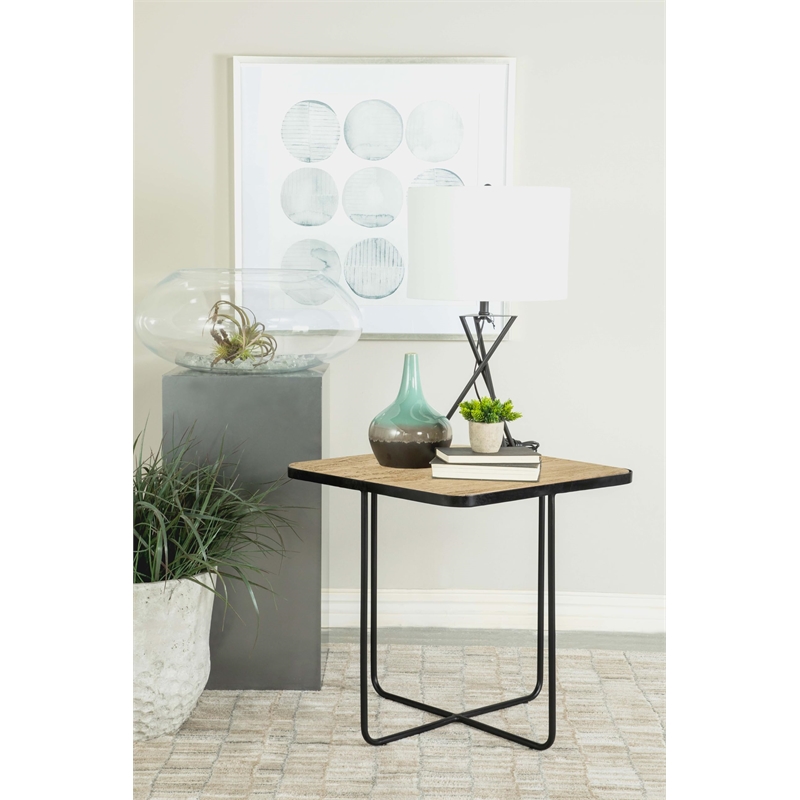 Elyna Square Stone Top Accent Side Table Beige
