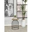 Bernardo Round Wire Frame Side Table Natural and Gunmetal
