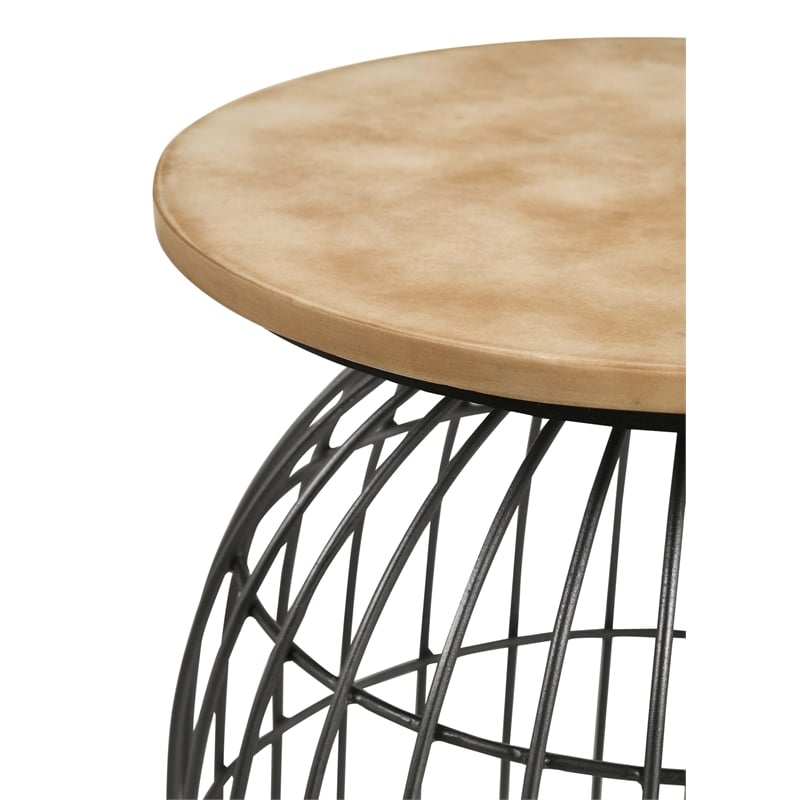 Bernardo Round Wire Frame Side Table Natural and Gunmetal