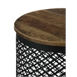 Aurora Round Drum Base Accent Side Table Natural and Black