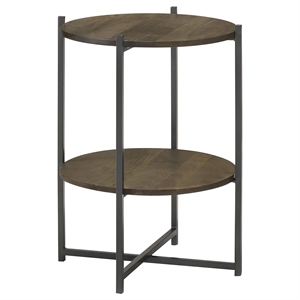 Coaster Axel Round Accent Table with Open Shelf in Natural and Gunmetal