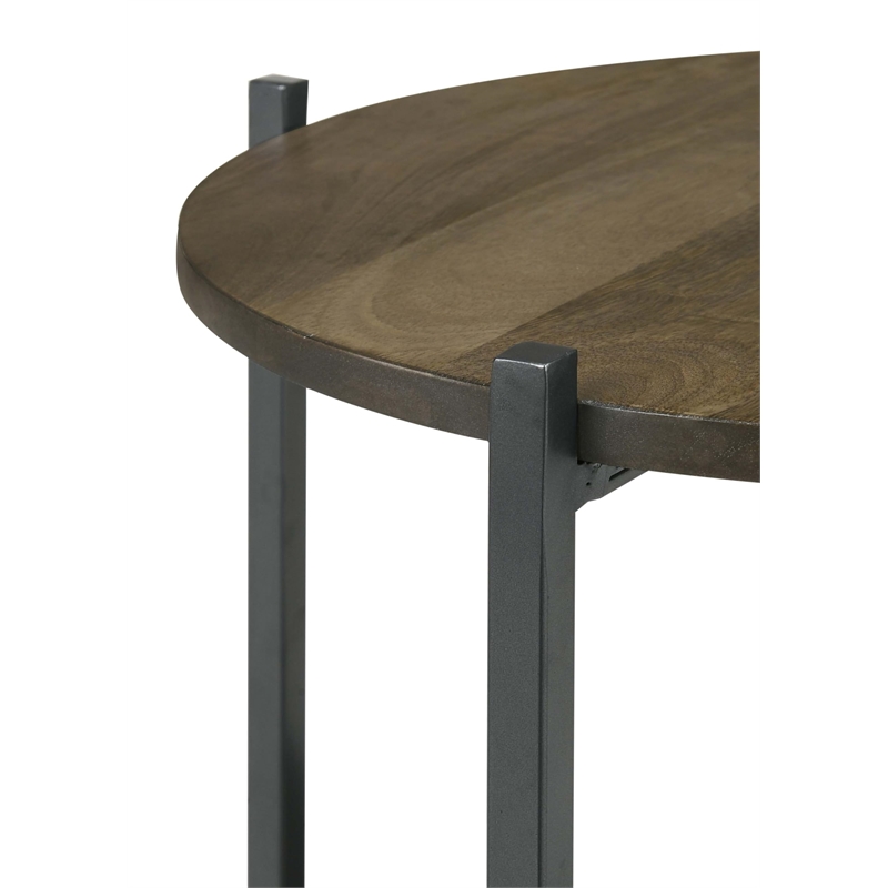 Coaster Axel Round Accent Table with Open Shelf in Natural and Gunmetal