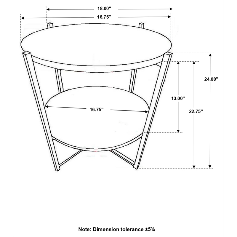 Coaster Axel Round Accent Table with Open Shelf in Natural and Gunmetal