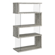 Emelle 63-inch 4-shelf Glass Panel Bookshelf Grey Driftwood