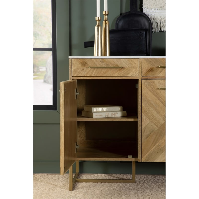 Coaster Keaton 3-door Contemporary Wood Accent Cabinet in Natural/Gold