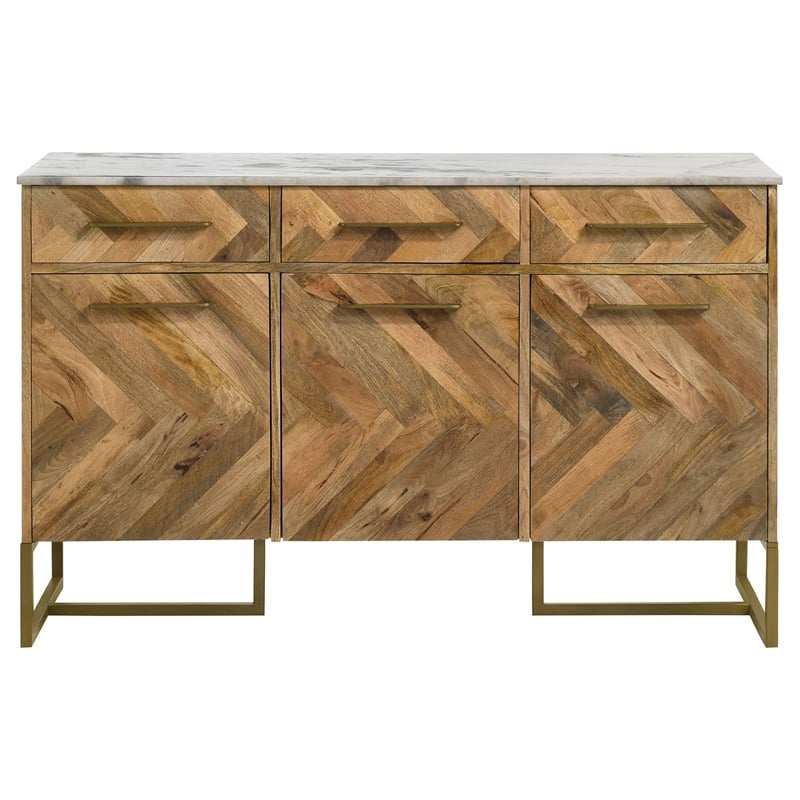 Coaster Keaton 3-door Contemporary Wood Accent Cabinet in Natural/Gold