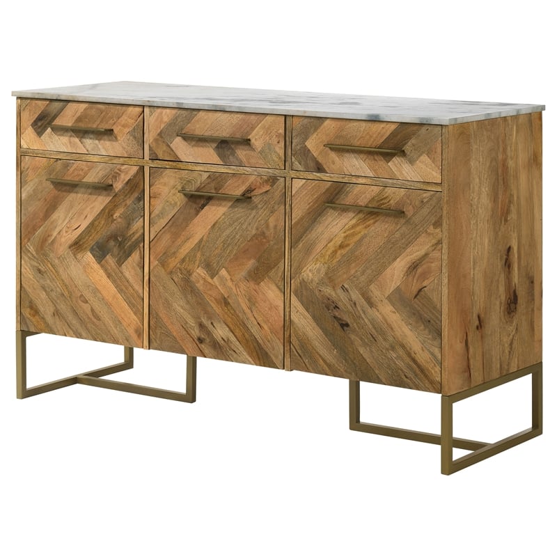 Coaster Keaton 3-door Contemporary Wood Accent Cabinet in Natural/Gold