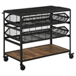 Coaster Evander Marble Top Kitchen Cart with Removable Shelves in Black