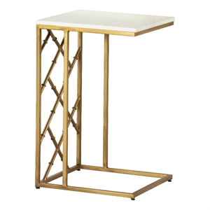 rectangular accent table with white marble top
