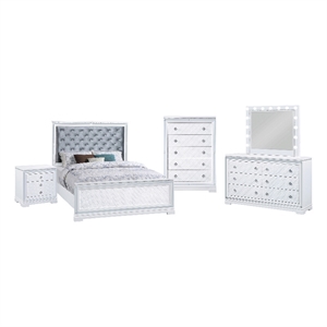 eleanor 5-piece upholstered tufted bedroom set in white