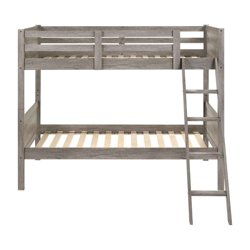 Ryder Wood Twin Over Twin Bunk Bed Weathered Taupe