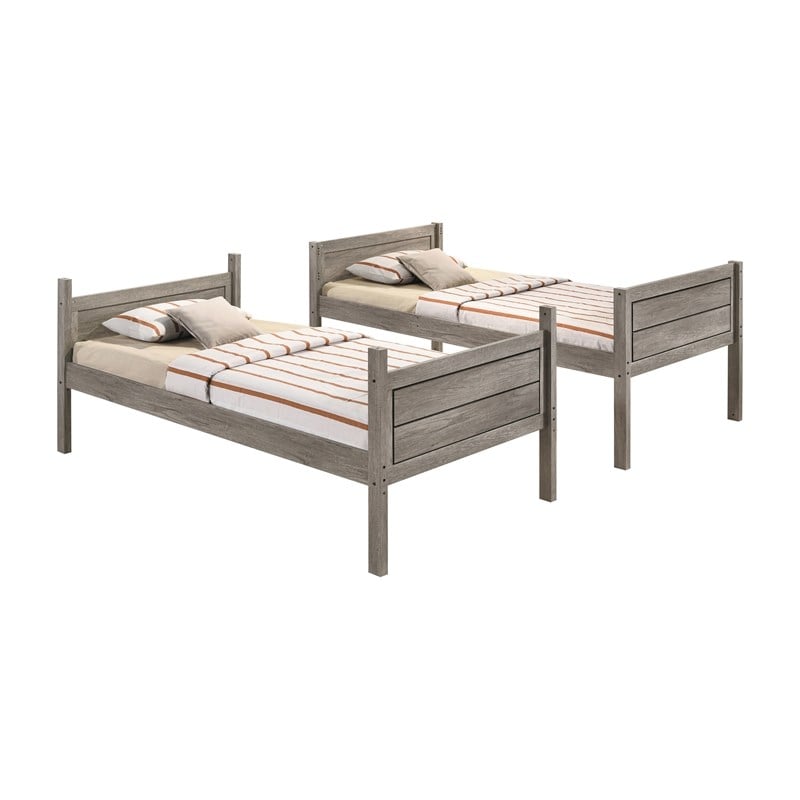Ryder Wood Twin Over Twin Bunk Bed Weathered Taupe