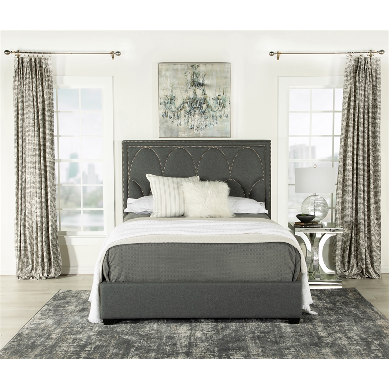 Bowfield Upholstered Queen Panel Bed Charcoal