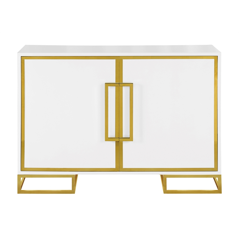 Elsa 2-door Wood Storage Accent Cabinet White and Gold
