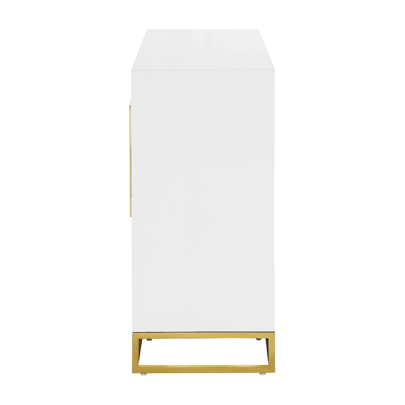 Elsa 2-door Wood Storage Accent Cabinet White and Gold
