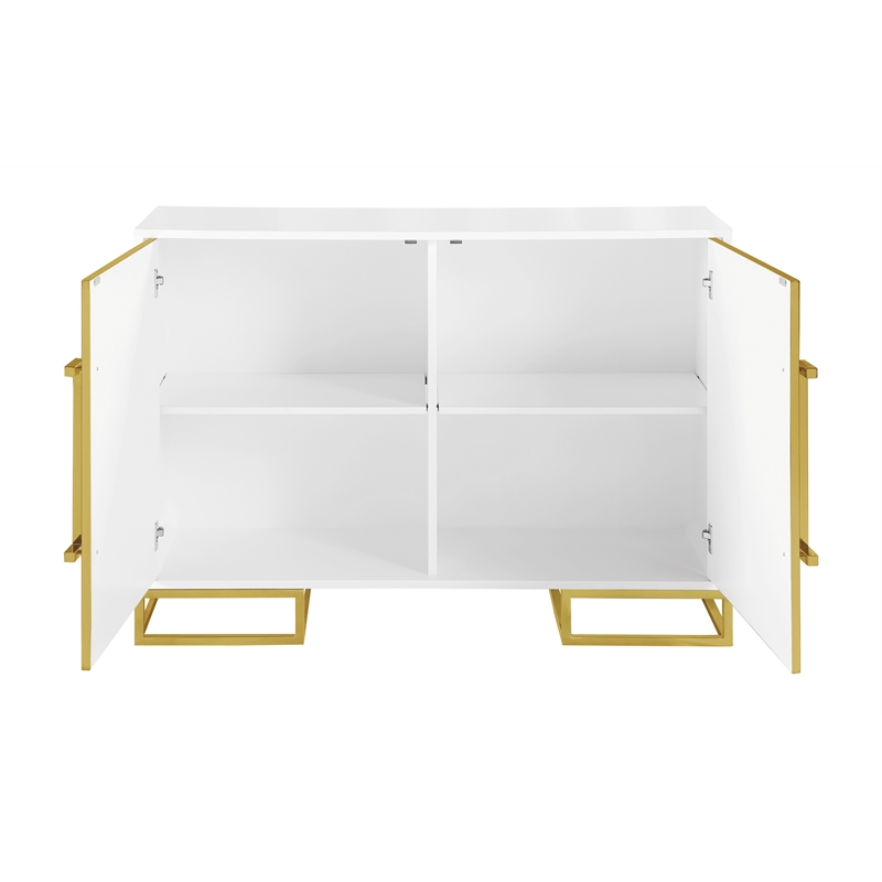 Elsa 2-door Wood Storage Accent Cabinet White and Gold