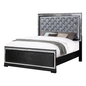eleanor upholstered tufted panel bed silver and black