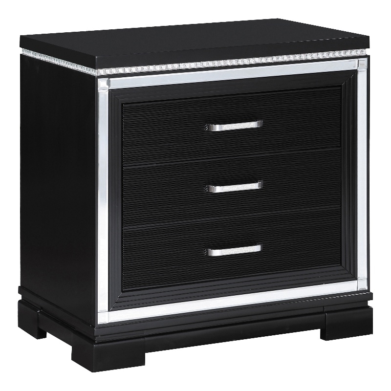 Coaster Eleanor Contemporary 3-Drawers Wood Bedroom Nightstand in Black