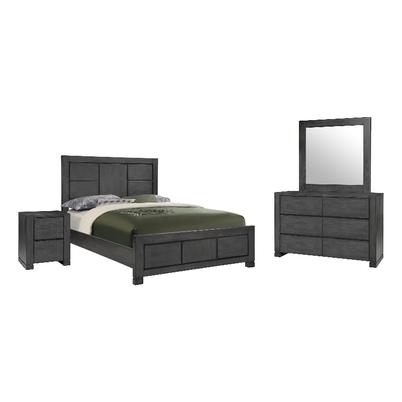 Coaster Lorenzo 4Piece Modern Wood Eastern King Bedroom Set in Gray