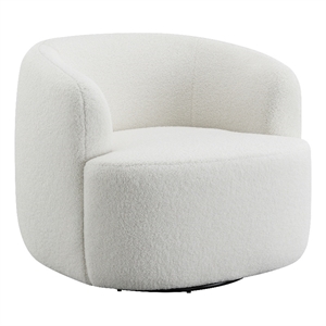 Hudson Faux Sheepskin Upholstered Swivel Chair Natural