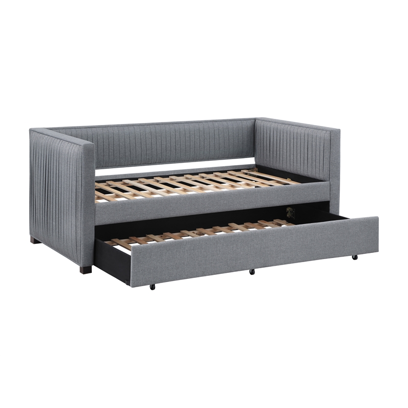 Brodie Upholstered Twin Daybed with Trundle Grey