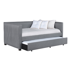 Coaster Brodie Modern Fabric Upholstered Twin Daybed with Trundle in Gray