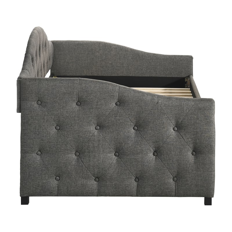 Coaster Sadie Modern Fabric Upholstered Twin Daybed with Trundle in Gray