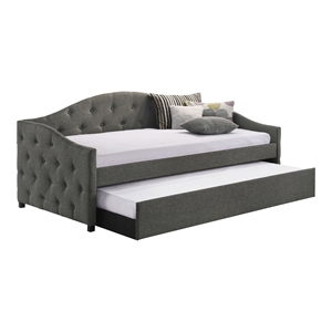 Coaster Sadie Modern Fabric Upholstered Twin Daybed with Trundle in Gray
