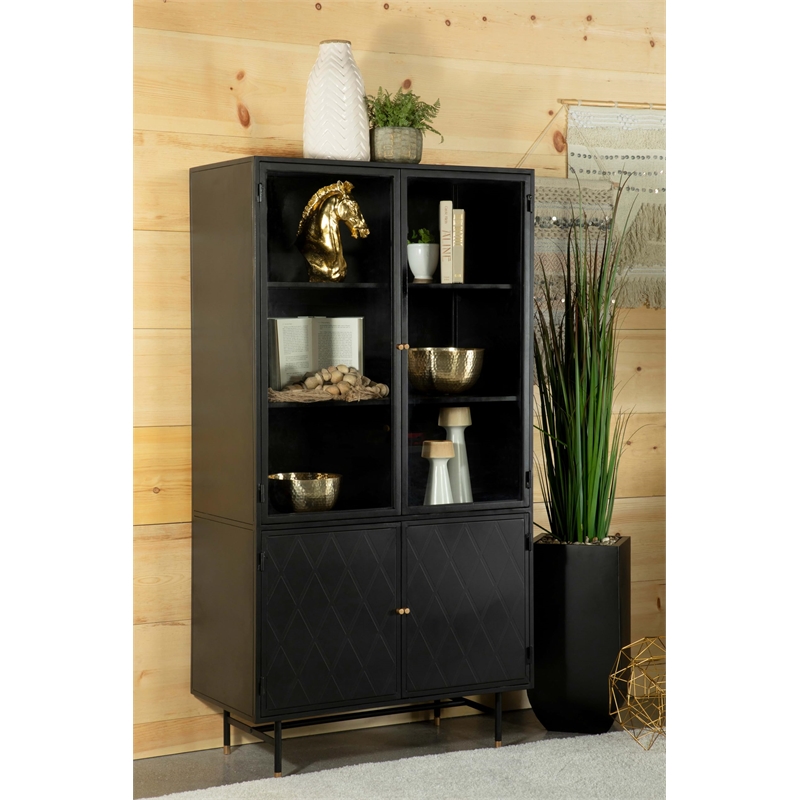 Santiago 4-door Metal Tall Storage Cabinet Matte Black