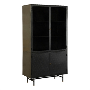 coaster 4-door contemporary metal tall cabinet in matte black