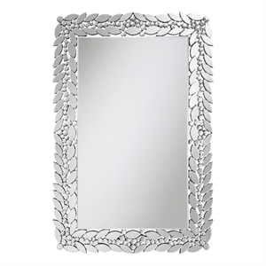 Coaster Cecily Rectangular Leaves Frame Wall Mirror Faux Crystal