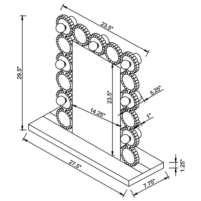 Aghes Vanity Mirror with Lighting Silver