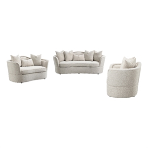 coaster kamilah 3-piece contemporary chenille living room set in beige