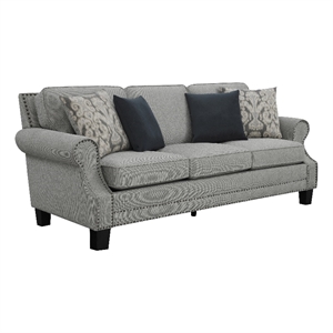 coaster sheldon fabric upholstered sofa with rolled arms in gray/black