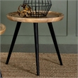 Coaster Zoe Round Mango Wood Side End Table in Natural and Black