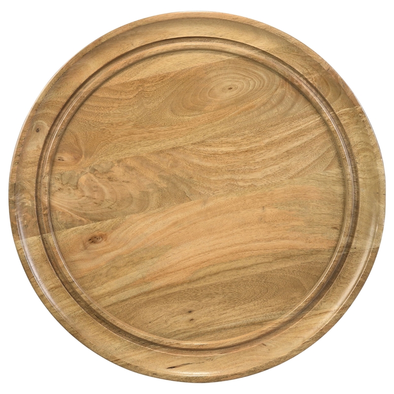 Coaster Zoe Round Mango Wood Side End Table in Natural and Black