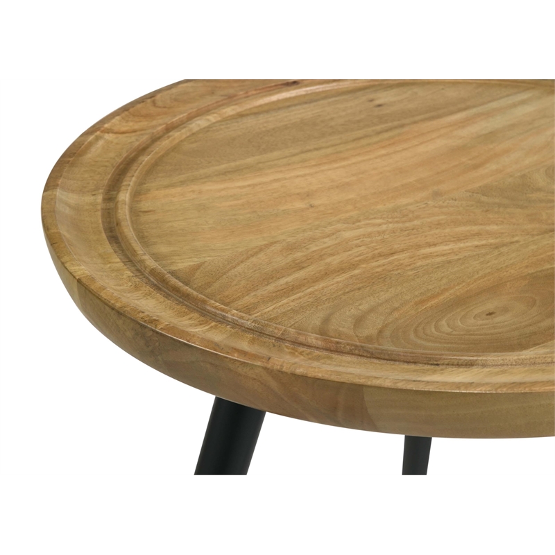 Coaster Zoe Round Mango Wood Side End Table in Natural and Black