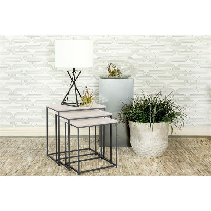 Medora 3-piece Marble Top Nesting Table Set White
