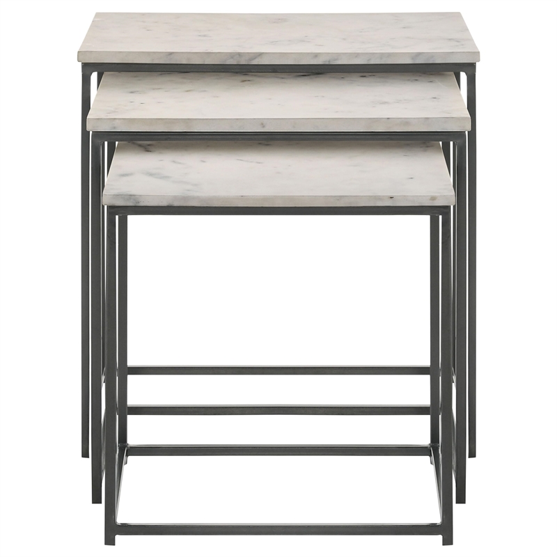 Medora 3-piece Marble Top Nesting Table Set White
