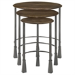 Deja 3-piece Round Nesting Table Set Natural and Gunmetal