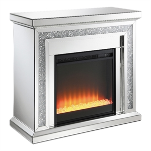 Coaster Contemporary Wood Rectangular Freestanding Fireplace in Silver