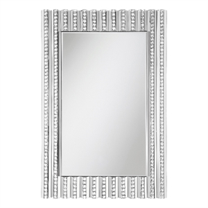 Coaster Aideen Glass Rectangular Wall Mirror with Faux Crystals in Silver
